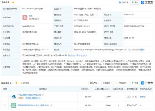 开普云智算科技公司成立，布局信息系统集成新赛道